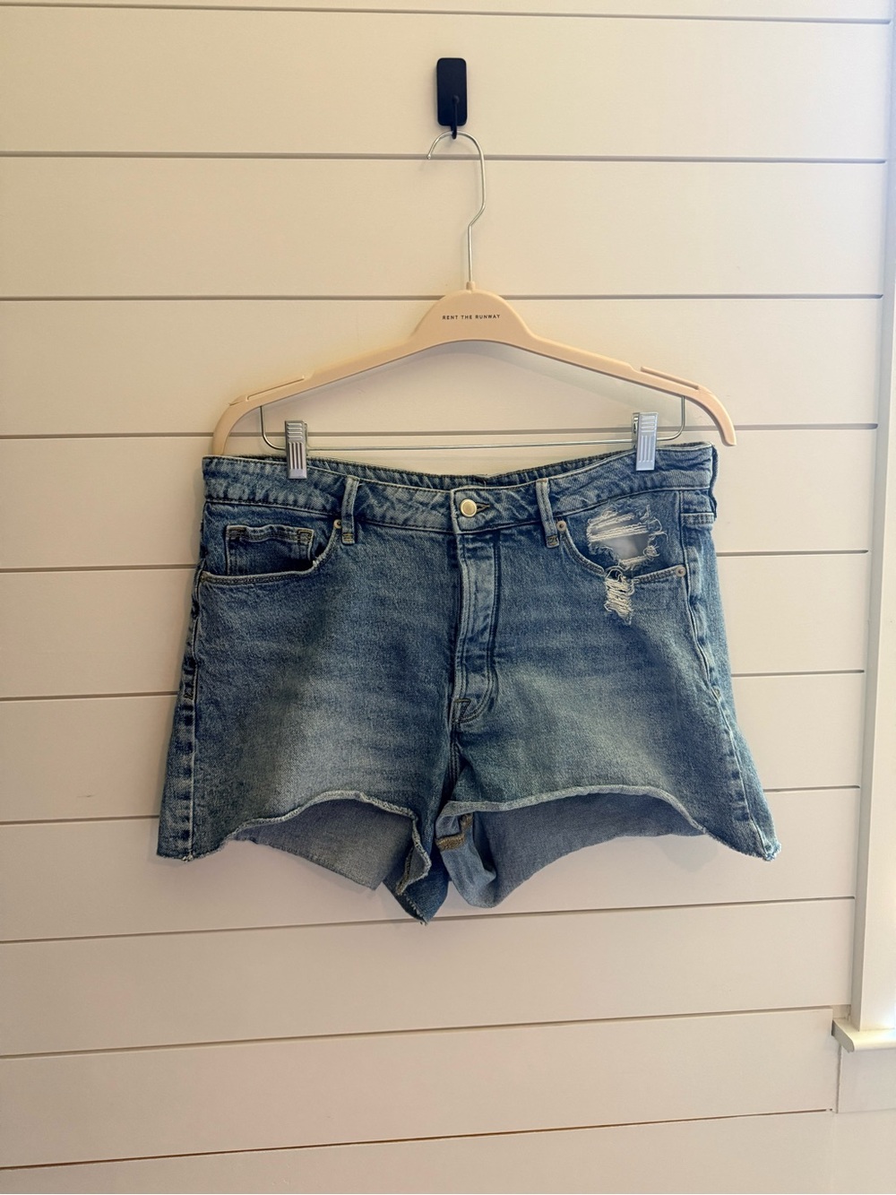 Good American Distressed Denim Shorts